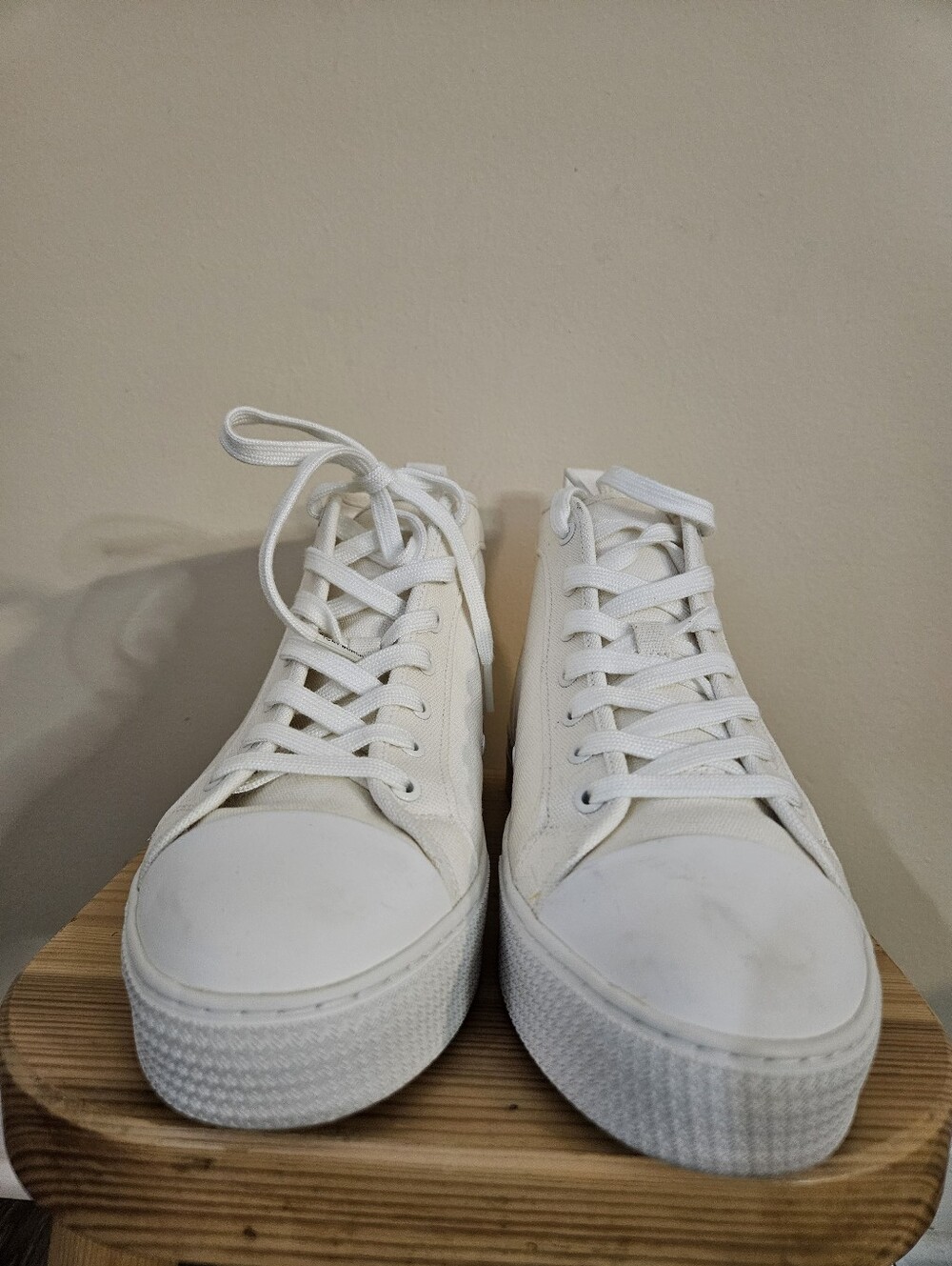 Tory Burch White Platform Canvas Sneakers for Women, Size 9.5